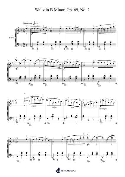 Waltz in B minor, Op. 69, No. 2 Sheet Music by Frédéric Chopin-Arr.Maglius