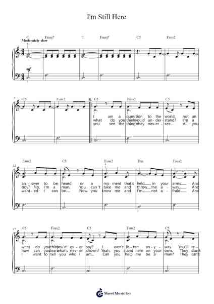 I'm Still Here Sheet Music by John Rzeznik-Arr.Keatsshua Beareade
