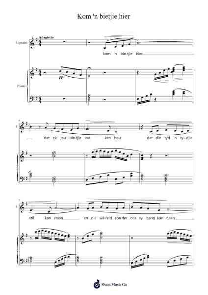 Kom 'n bietjie hier Sheet Music by Henquinn-Arr.Wentio Termaltz