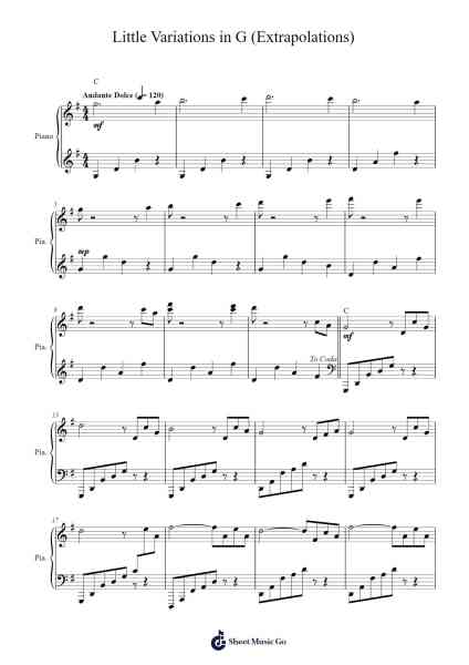 Little Variations in G "Extrapolations" Sheet Music by Klanake360-Arr.Caelance
