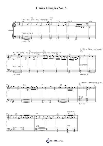 Hungarian Dance No. 5 in G Minor Sheet Music by Johannes Brahms-Arr.Merpe
