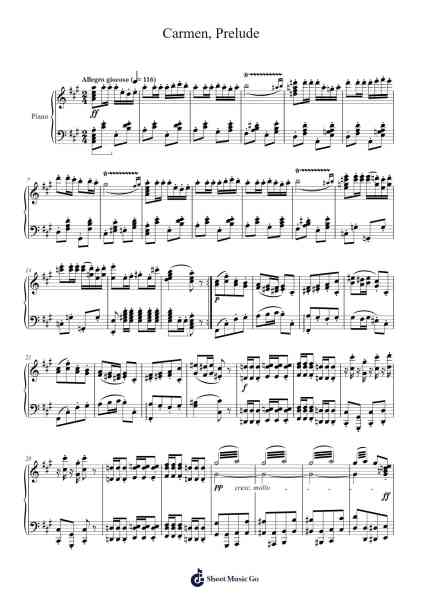 Carmen: Prelude Sheet Music by Georges Bizet-Arr.Vithel