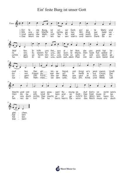 Ein' feste Burg ist unser Gott Sheet Music by -Arr.Cherlius Bunearl