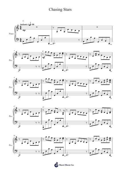 Chasing Stars Sheet Music by Klanake360-Arr.Hason