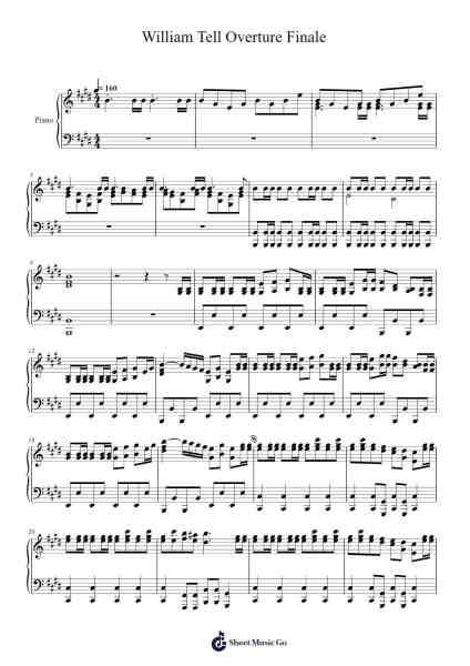 William Tell Overture Finale Sheet Music by Gioachino Rossini-Arr.Heca