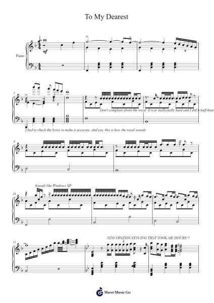 To My Dearest Sheet Music by FranChouChou-Arr.Junegia Wato