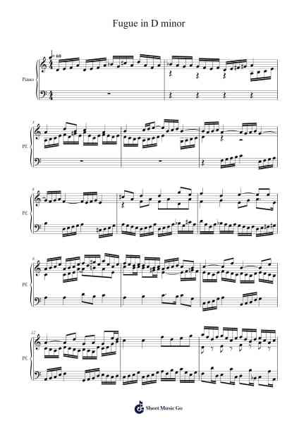 Fugue in D minor Sheet Music by Griver Gailthy-Arr.Virquinn Hoodvid