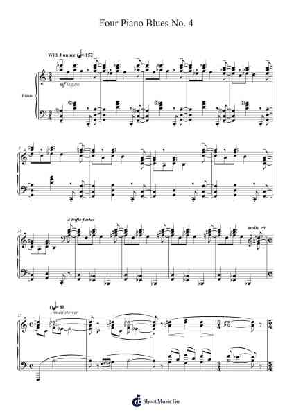 Four Piano Blues No. 4 Sheet Music by Aaron Copland-Arr.Sherkes Dofrank