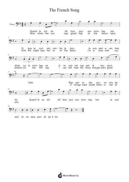 The French Song Sheet Music by -Arr.Huttgie Bellcol
