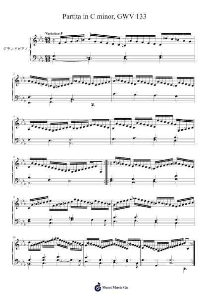 Partita in C Minor, GWV 133: V. Aria and Variations, Var. 5 Sheet Music by Christoph Graupner-Arr.Stilhan Dalter