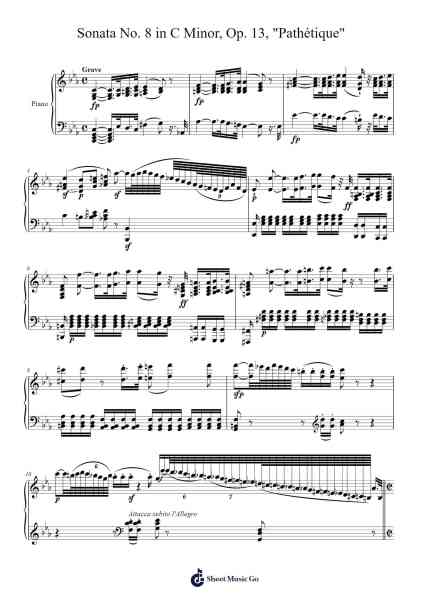 Sonata No. 8 in C Minor, Op. 13, "Pathétique": I. Grave - Allegro di molto e con brio Sheet Music by Ludwig van Beethoven-Arr.Doych Phyljim