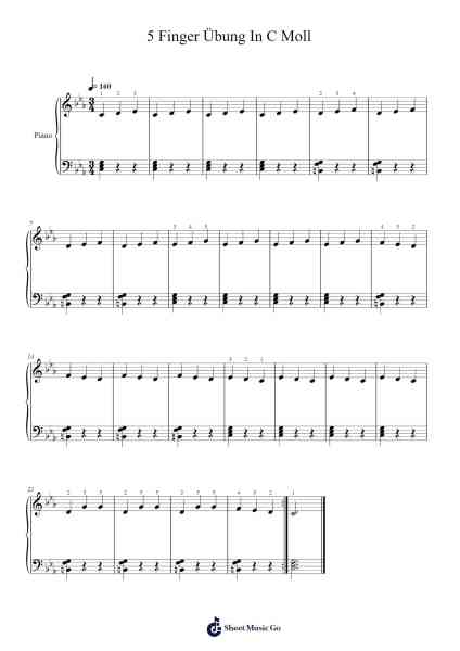 5 Finger Übung In C Moll Sheet Music by Theo Degler-Arr.Zimgus Jackfred