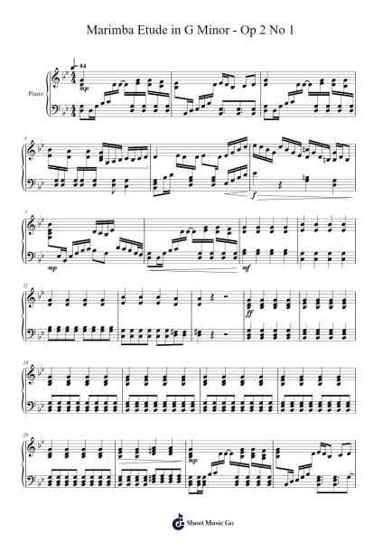Marimba Etude in G Minor - Op 2 No 1 Sheet Music by E. Sand.-Arr.Trund Milsoll