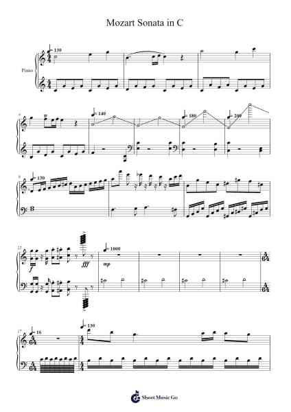 Mozart Sonata in C Sheet Music by -Arr.Vanlett Hudrey
