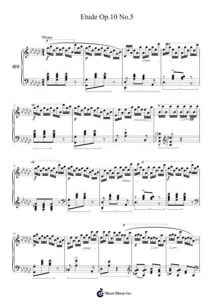 Etude Op. 10 No. 5 in G-flat Major "Black Keys" Sheet Music by Frédéric Chopin-Arr.Ukuk Behill