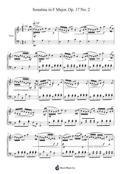 Sonatina in F Major, Op. 17 No. 2 Sheet Music by Hughgrote-Arr.Shirvien