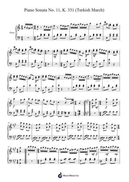 Piano Sonata No. 11 in A Major, K. 331: III. Rondo Alla Turca Sheet Music by Wolfgang Amadeus Mozart-Arr.Hawat
