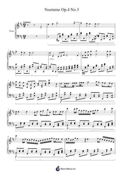 Nocturne Op. 4 No. 3 Sheet Music by Keatsqe Chilrad-Arr.Babphy