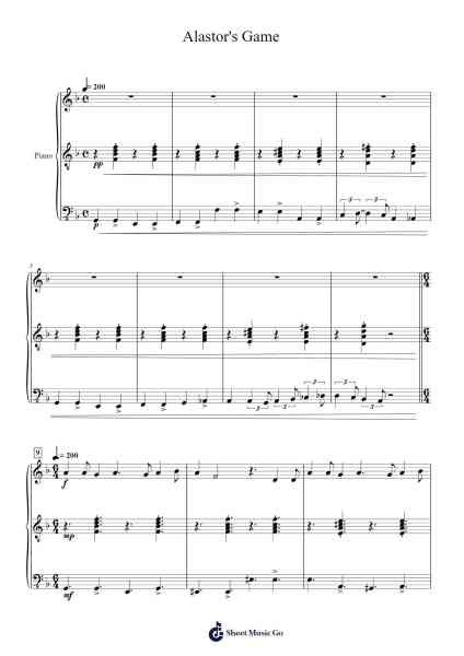 Alastor's Game Sheet Music by Sam Haft/Andrew Underberg/The Living Tombstone-Arr.Maudky Clairebey
