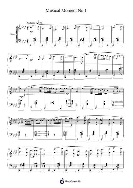Musical Moment No 1 Sheet Music by Hrvoje Staneković-Arr.Birwylde