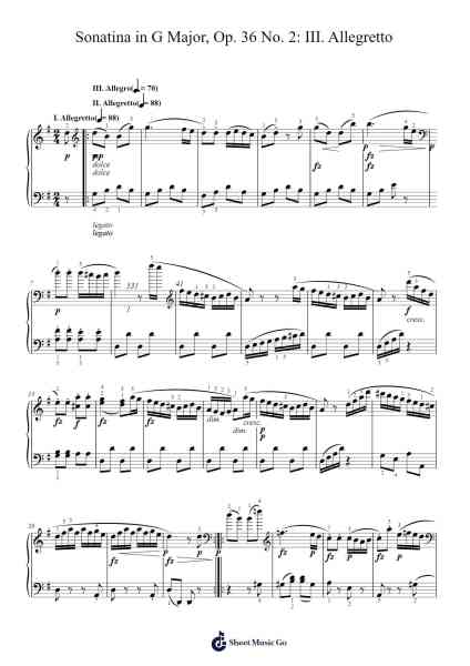 Sonatina in G Major, Op. 36 No. 2: III. Allegretto Sheet Music by Muzio Clementi-Arr.Chloepole
