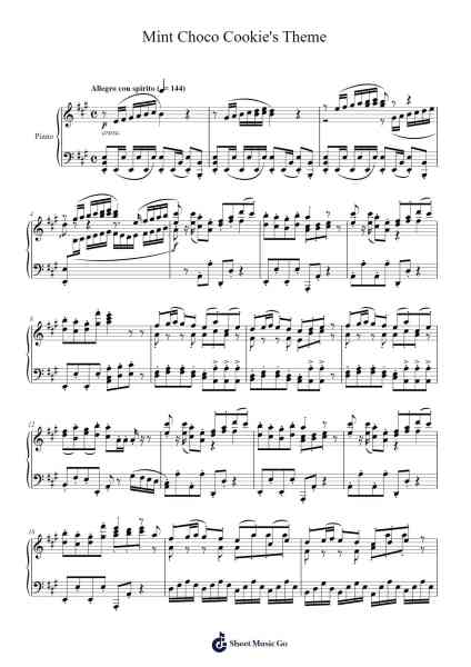 Mint Choco Cookie's Theme Sheet Music by Devsister (Cookie Run)-Arr.Ruthmie