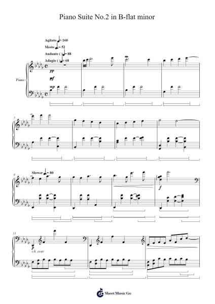 Piano Suite No. 2 in B-flat Minor Sheet Music by C.W. Shrum-Arr.Bosphia Wisell