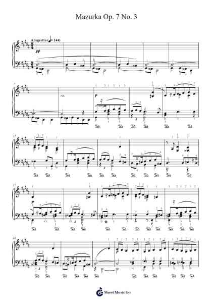 Mazurka in F Minor, Op. 7 No. 3 Sheet Music by Frédéric Chopin-Arr.Ianruth Xalain