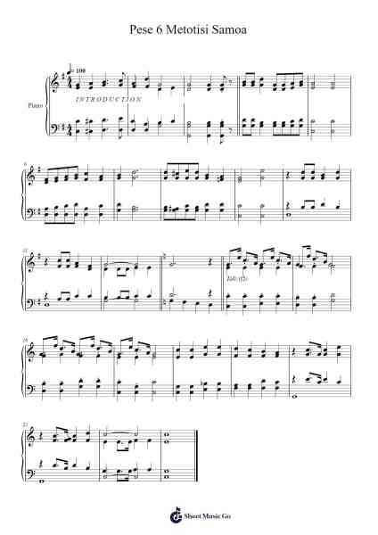 Pese 6 Metotisi Samoa Sheet Music by Ruscan Veale-Arr.Yeaten