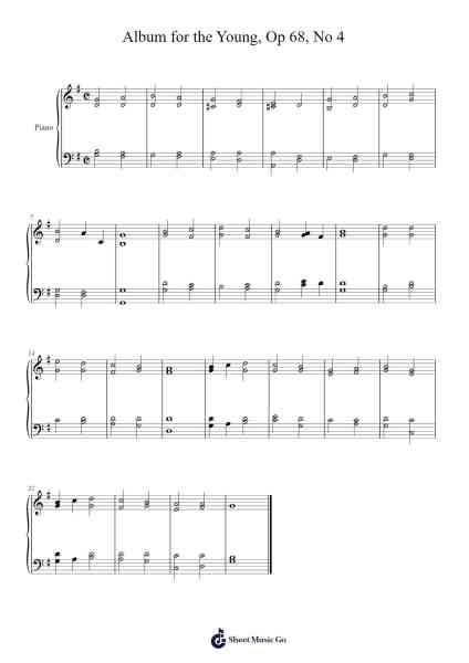Album for the Young, Op 68, No 4 Musica per pianoforte di Robert Schumann - Arr.Attmen Keycie