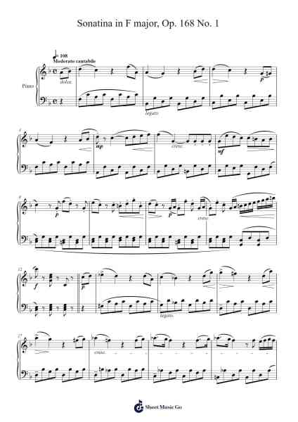 Sonatina in F Major, Op. 168 No. 1: I. Allegro molto Sheet Music by Anton Diabelli-Arr.Fitchnolds Hartewy