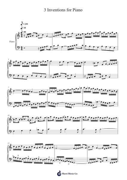 3 Inventions for Piano Sheet Music by Asbryce Tredn-Arr.Jofield