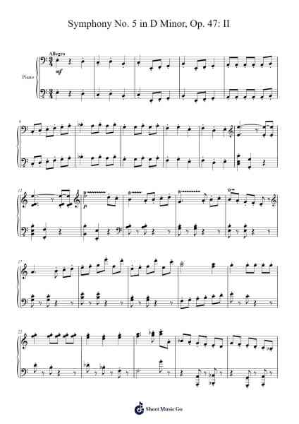 Symphony No. 5 in D Minor, Op. 47: II Sheet Music by Dmitri Shostakovich-Arr.Alickbush