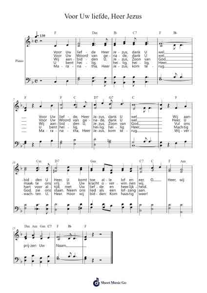 Voor Uw liefde, Heer Jezus Sheet Music by -Arr.Faulkvy