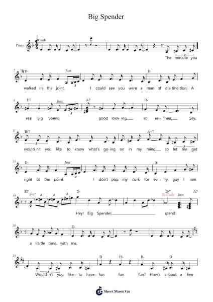 Big Spender Sheet Music by Cy Coleman-Arr.Hicksriet