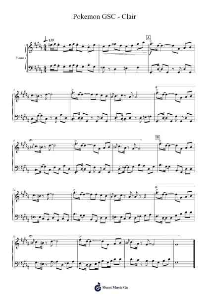 Pokemon GSC - Clair Sheet Music by Morikazu Aoki-Arr.Toutfey