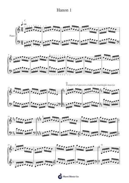 Hanon 1 Sheet Music by albetan-Arr.Popgram Migcky