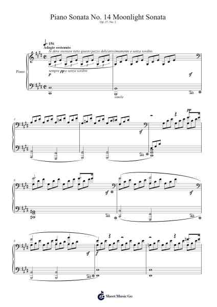 Piano Sonata No. 14 in C-sharp Minor, Op. 27, No. 2 "Moonlight Sonata" Sheet Music by Ludwig van Beethoven-Arr.Cherlian Zimreed