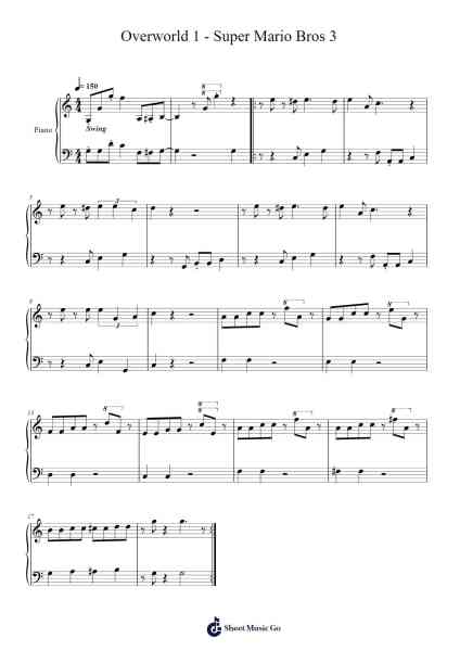 Overworld 1 - Super Mario Bros 3 Sheet Music by Koji Kondo-Arr.Kirkmaltz