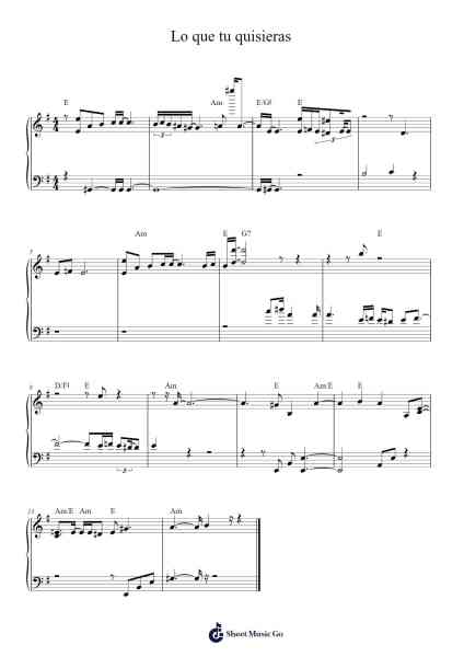 Lo que tu quisieras Sheet Music by MeMe-Arr.Blantiane Hobrob