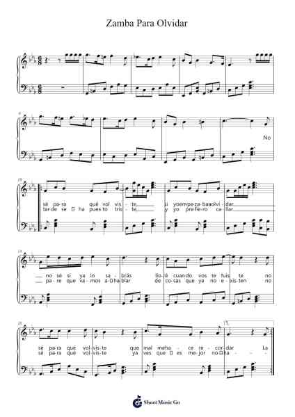 Zamba Para Olvidar Sheet Music by Daniel Toro-Arr.Kyleyy