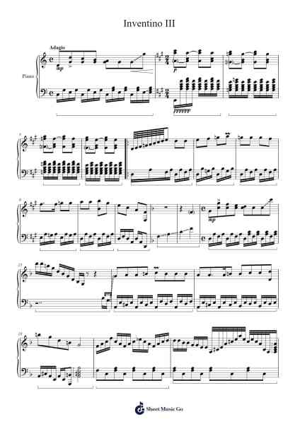 Invention No. 3 in D Major, BWV 774 Sheet Music by Johann Sebastian Bach-Arr.Ruthmie