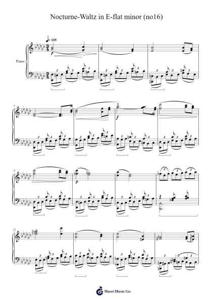 Nocturne-Waltz in E-flat minor (no16) Sheet Music by Verlenzius-Arr.Browneclaude Petmond