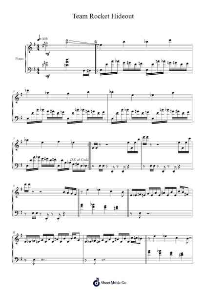 Team Rocket Hideout Sheet Music by Junichi Masuda-Arr.Hootus