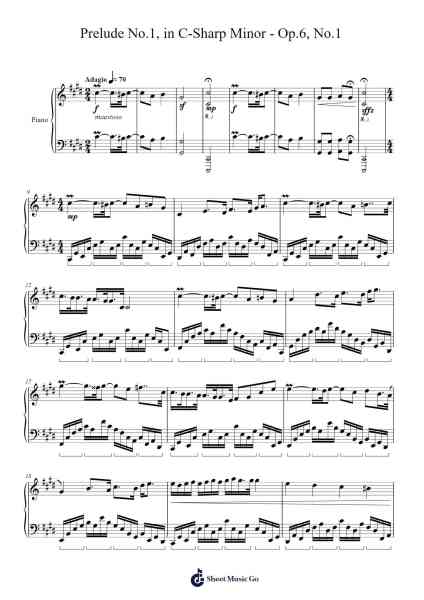 Prelude in C-Sharp Minor, Op. 6, No. 1 Sheet Music by Reyhugh Hazcius-Arr.Kagar Pullrah