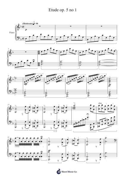 Etude op. 5 no 1 Sheet Music by Elias Ouzounis-Arr.Housebuck Boylejones