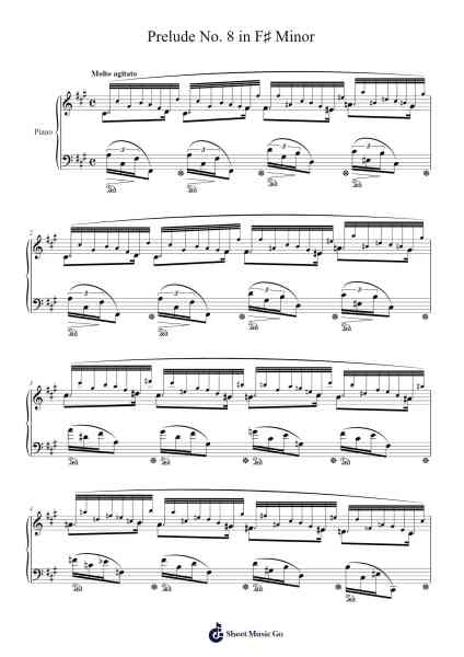 Prelude No. 8 in F♯ Minor, Op. 28 Sheet Music by Frédéric Chopin-Arr.Bairdkeith Cysoon