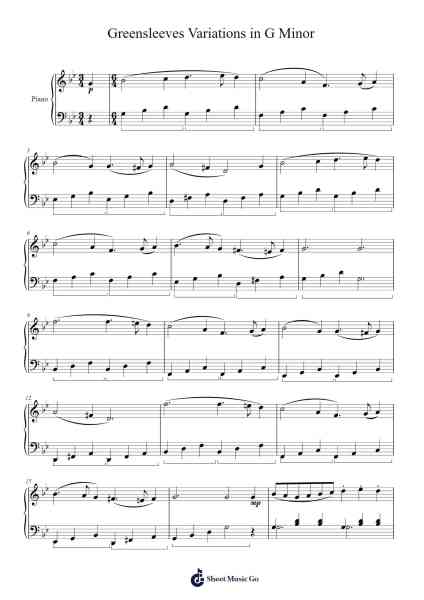 Greensleeves Variations in G Minor Sheet Music by gabepb14-Arr.Hugill