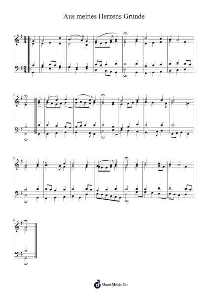 Aus meines Herzens Grunde Sheet Music by Unknown author-Arr.Taysnow Churniel