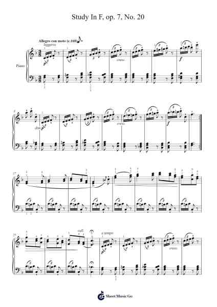 Study In F, Op. 7, No. 20 Sheet Music by Felix Le Couppey-Arr.Lytnoah